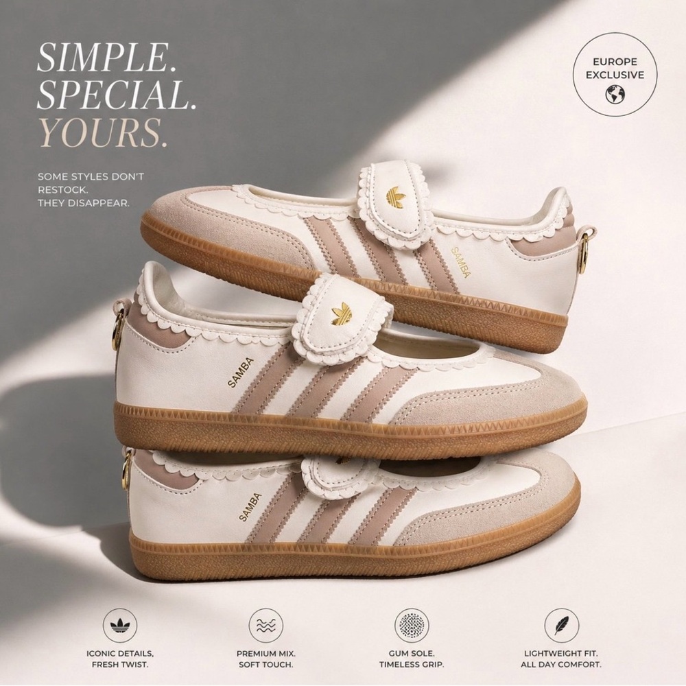 Adidas Samba Mary Jane Sneakers in White & Tan Women’s